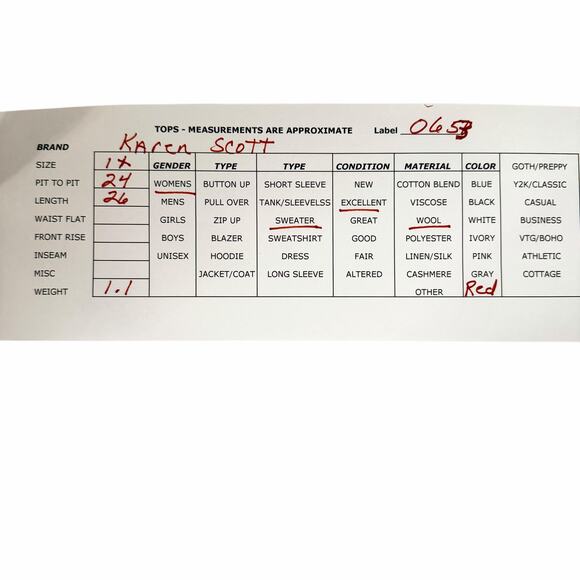 Karen Scott Sport VTG Red Christmas Cardigan Sweater Button Wool Embellished 1X - Picture 2 of 8